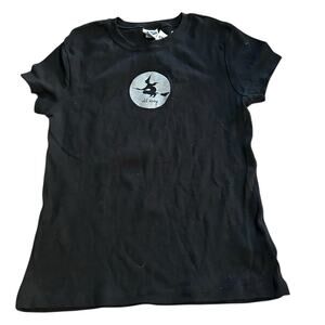 Old Navy Y2K Crewneck Graphic Tee Womens Medium Halloween Witch Broom Emo